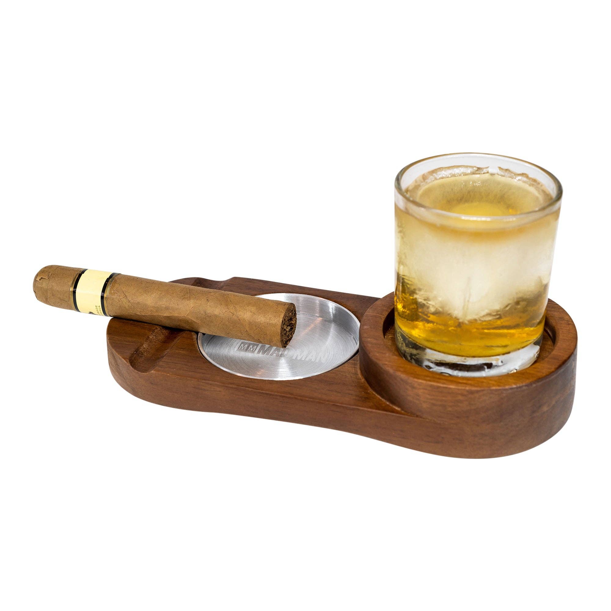 Mad Man - Hardwood Cigar Ashtray & Whiskey Accessory Set